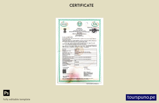 listo para imprimir Plantilla de certificado de defunción del Departamento de ad